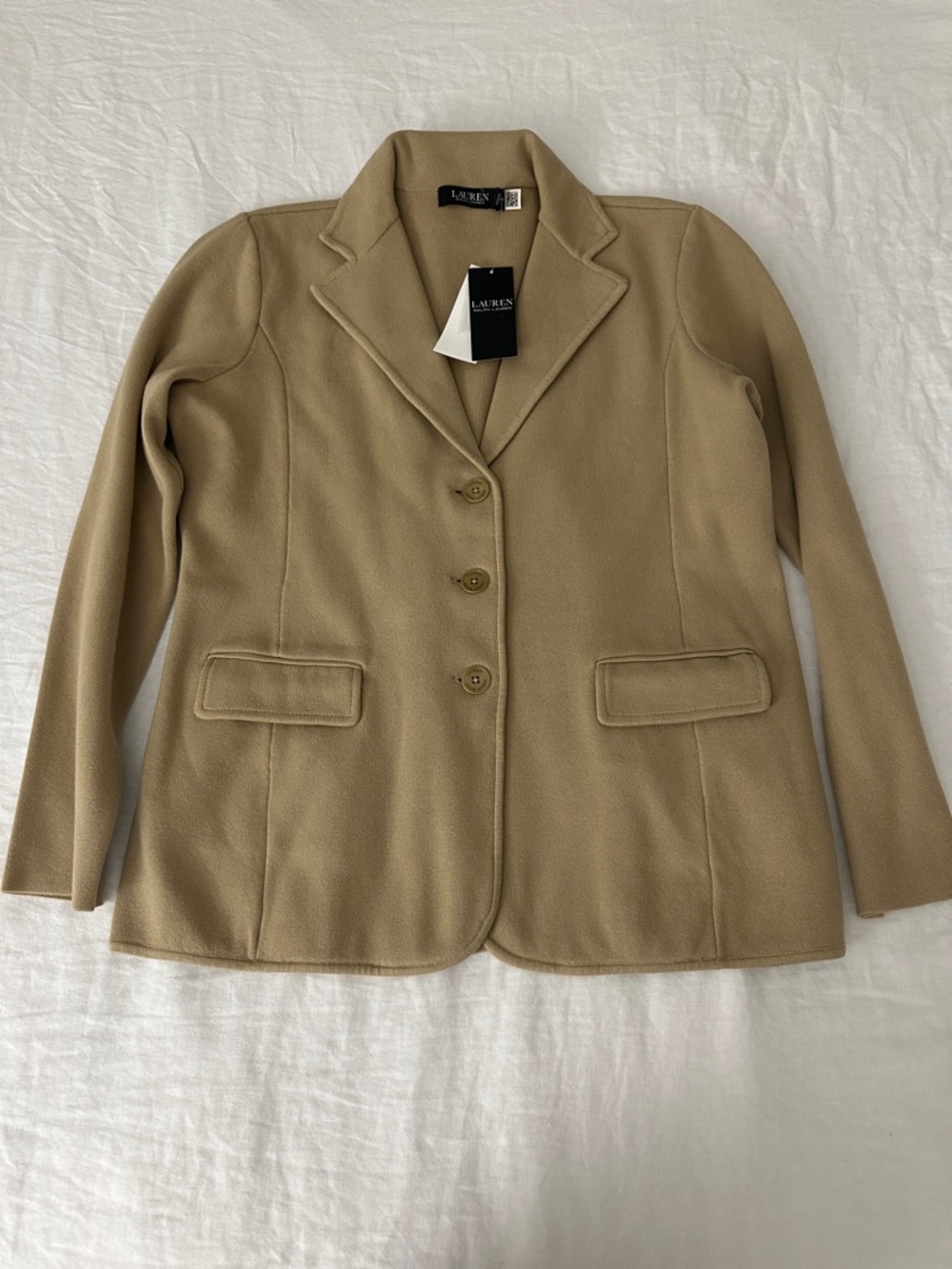 Lauren Ralph Lauren Camel Single-Breasted Knit Blazer